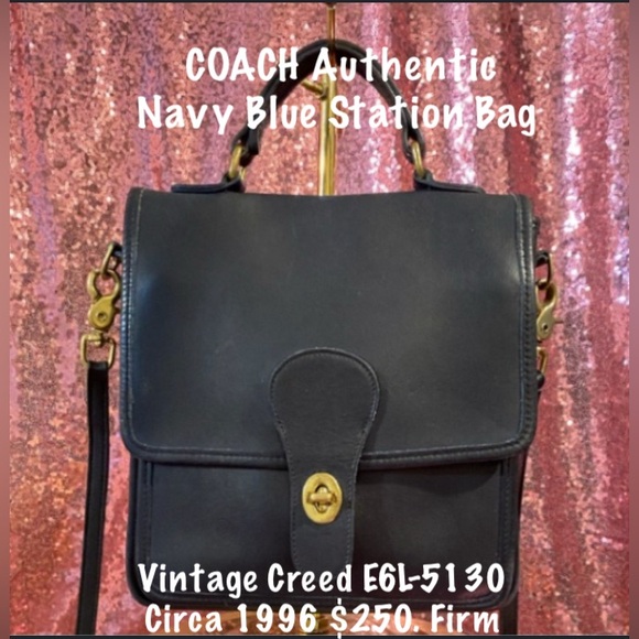 COACH AUTHENTIC Station Bag Navy Blue. 💯 Genuine Leather Creed:E6L-5130
